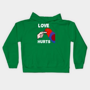 Love Hurts Eclectus Female Parrot Biting Kids Hoodie